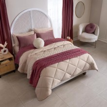 Vianney-Girona-Queen-Size-Reversible-Duvet-Blanket-–-Beige-and-Rose-with-Stylish-Square-Quilting-4